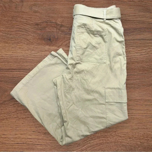 Sz 17 High-Rise Wide Leg Cargo Pants - Ava & Viv™ Tan - Picture 5 of 7